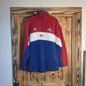 Mens Nascar Racing Quarter Zip Red, White, And Blue Size Large
